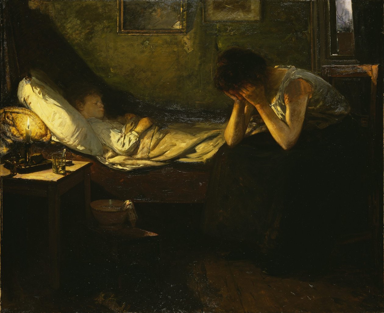 The Sick Child by Oscar Wergeland