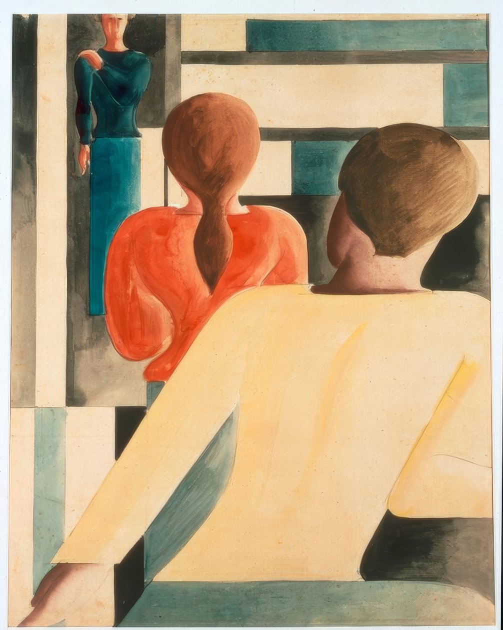 Interior in Blue, Yellow, and Red by Oskar Schlemmer
