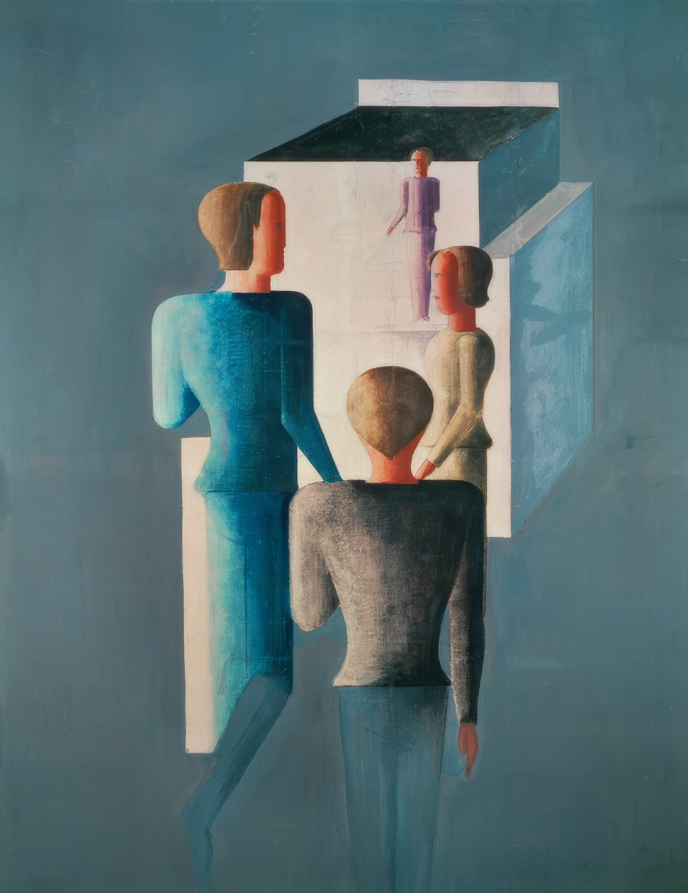 Four Figures and Cube by Oskar Schlemmer