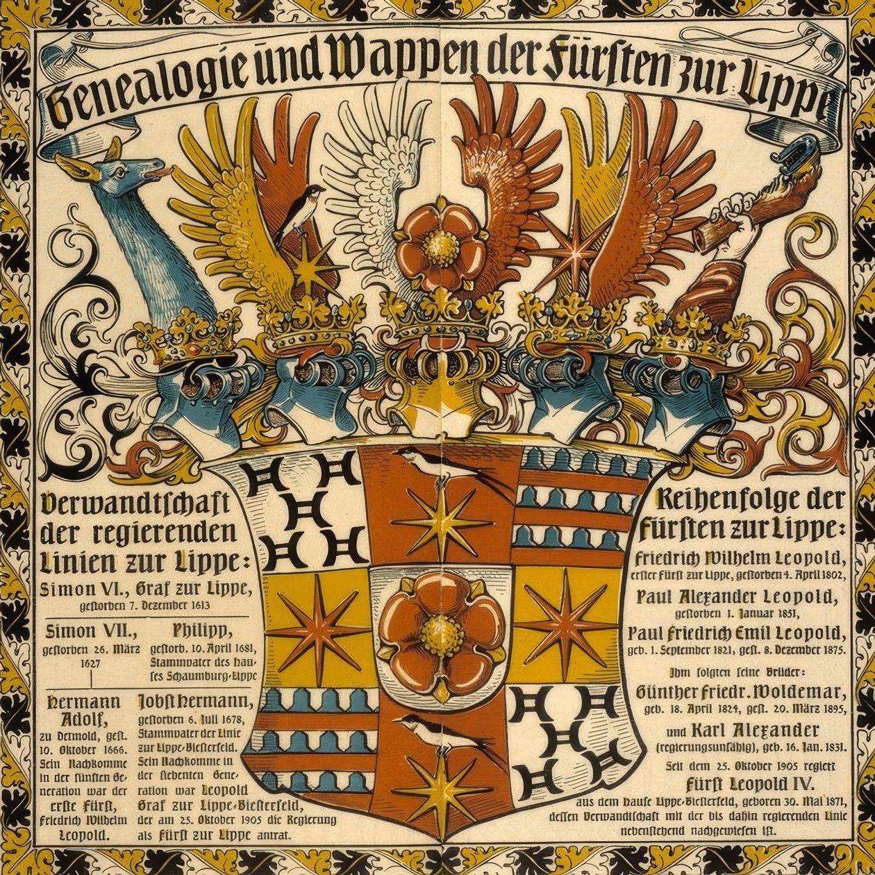 Genealogy and Coat of Arms of the Princes of Lippe by Otto Hupp