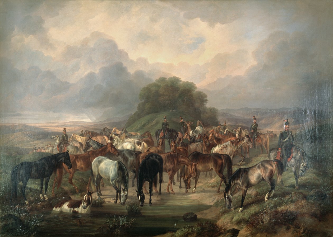 Transport Led by Uhlans by Otto Stotz