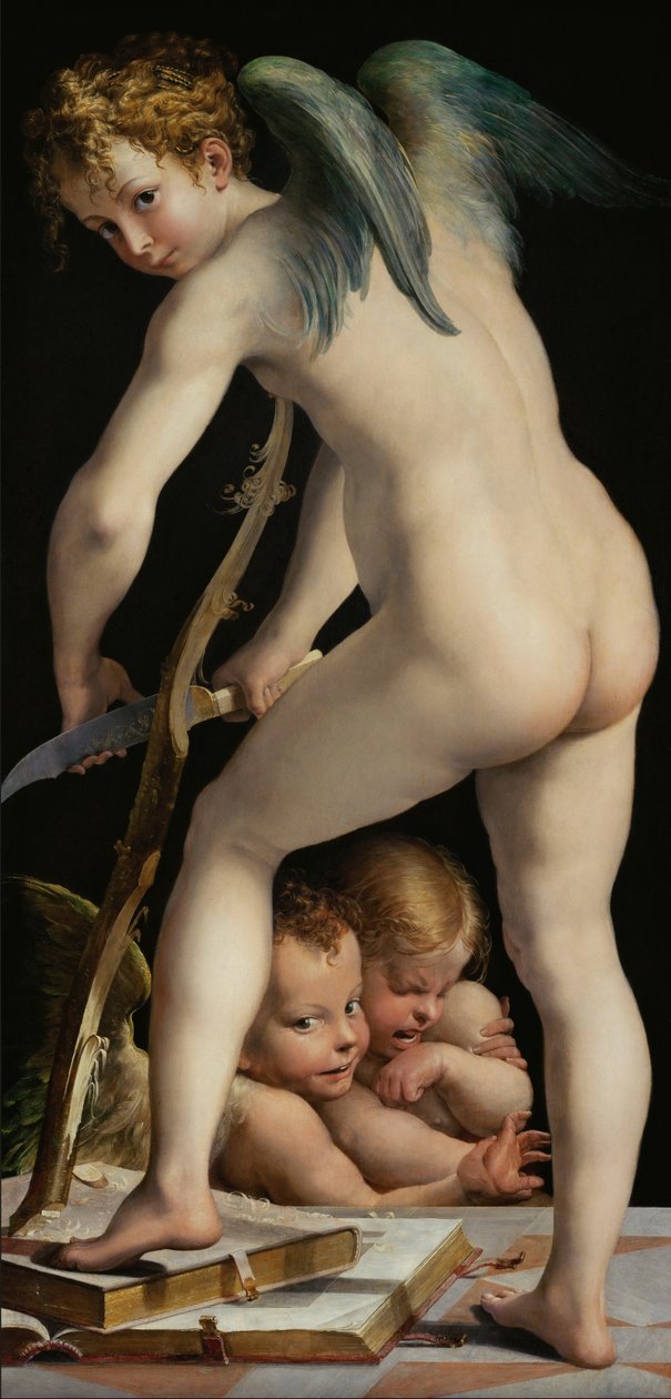 Cupid Carving the Bow by Parmigianino