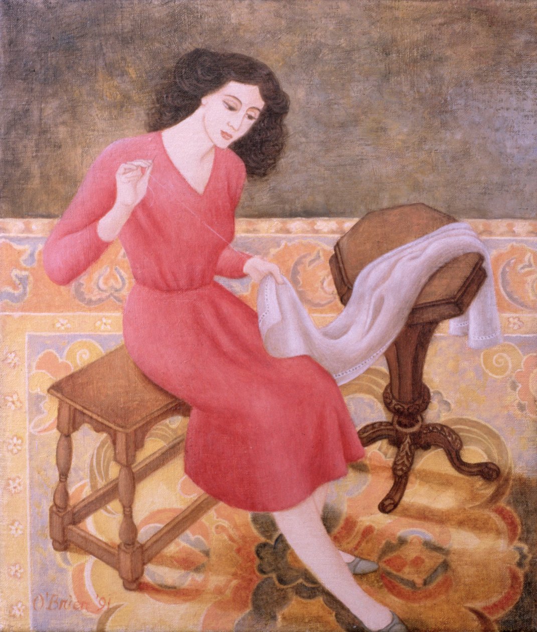 Girl Sewing by Patricia OBrien