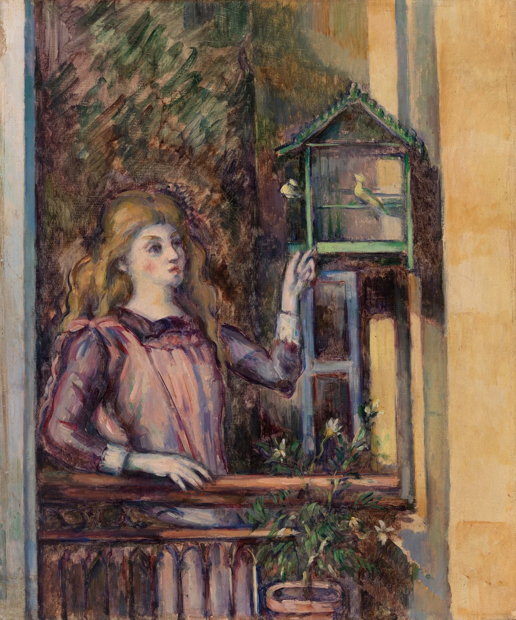 Girl with Birdcage, c.1888 by Paul Cézanne