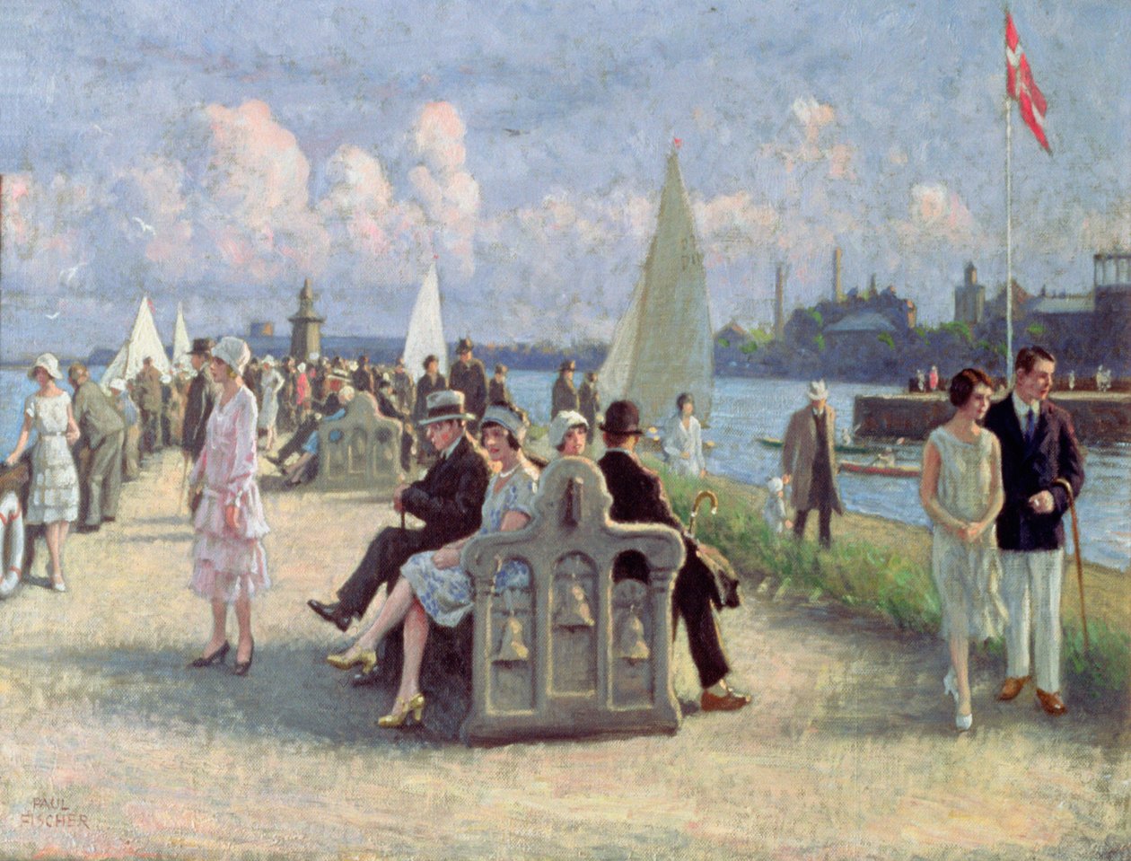 People on a Promenade by Paul Fischer