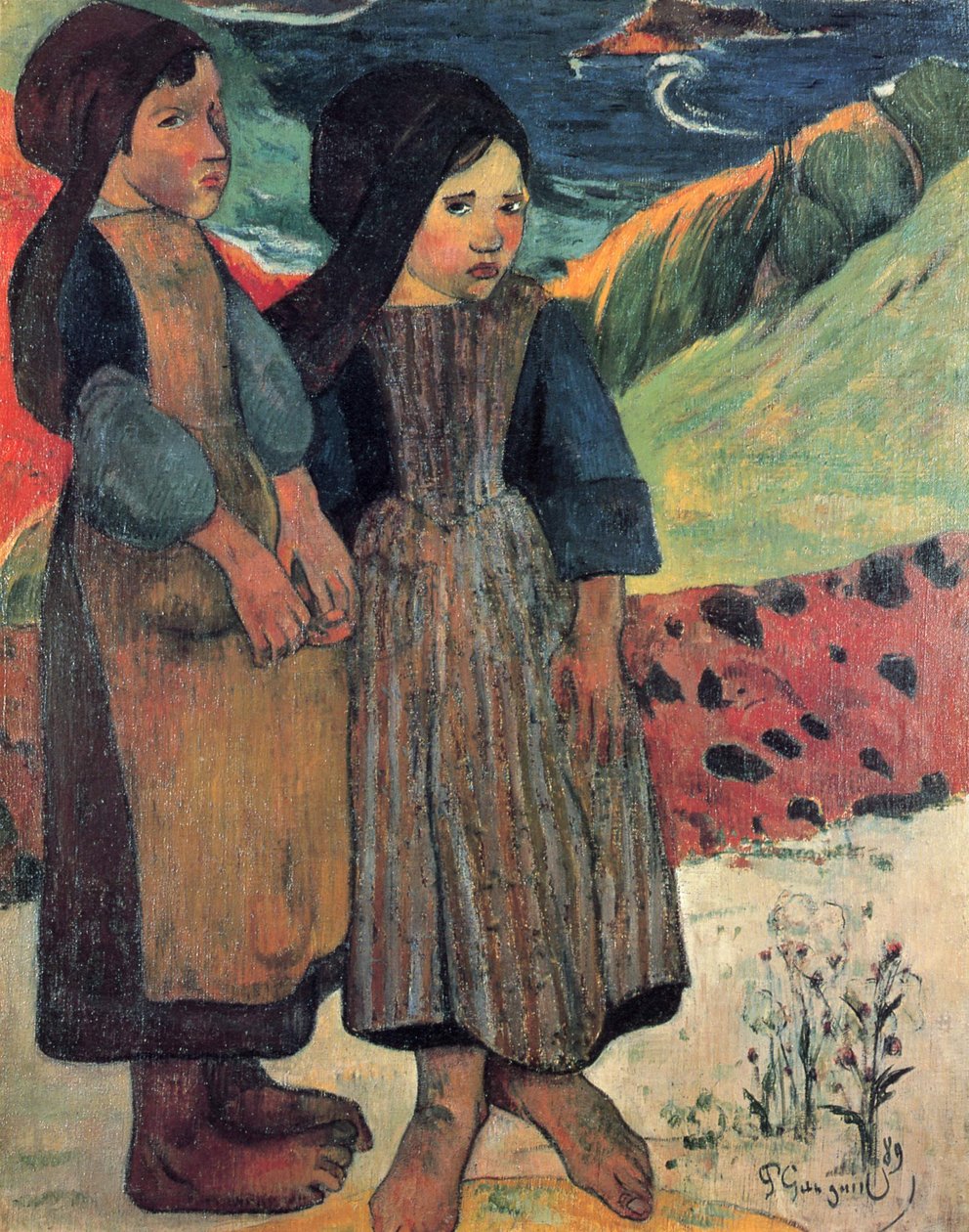 Little Breton Girls by the Sea by Paul Gauguin