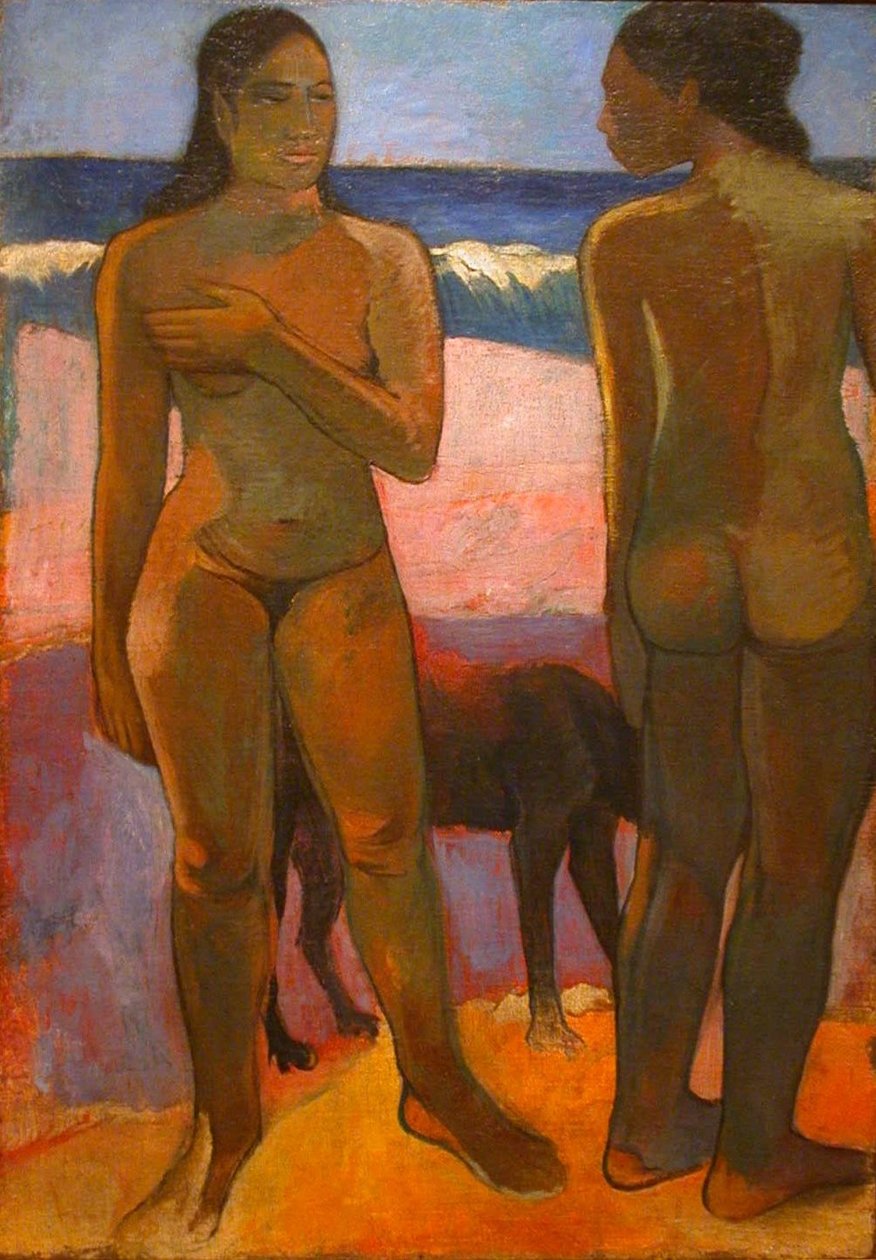 Two Nudes on a Tahitian Beach by Paul Gauguin