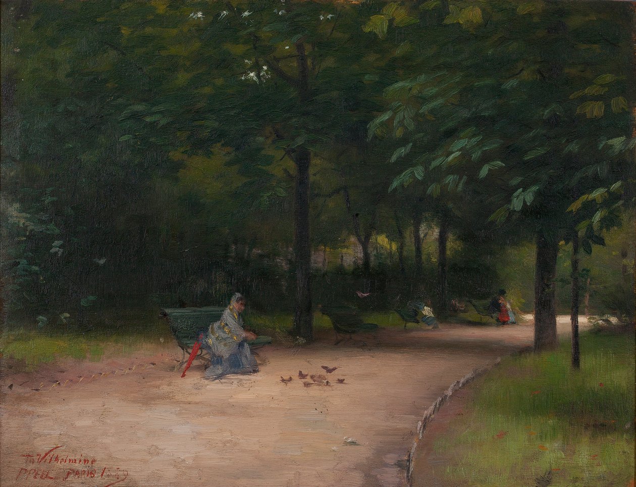 Feeding Birds in the Park by Paul Peel