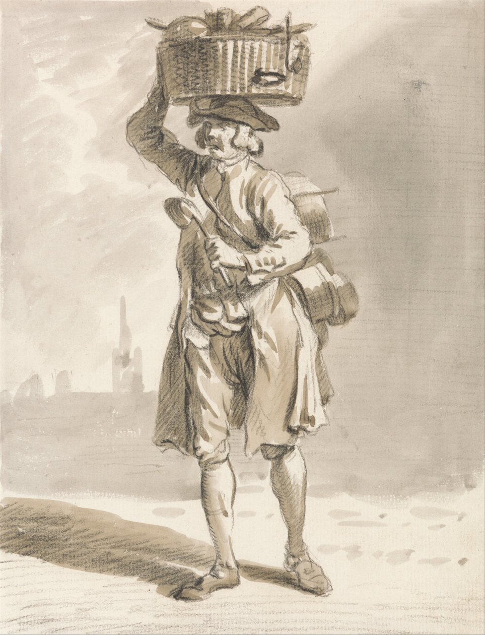 London Cries: A Man with a Basket (Man Selling Pots and Pans) by Paul Sandby