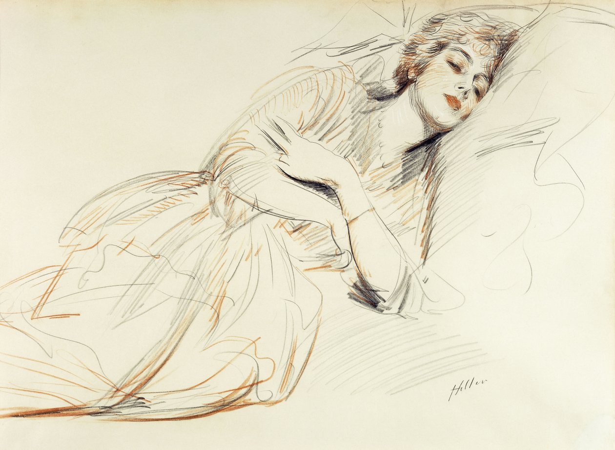 Woman Reclining by Paul Cesar Helleu