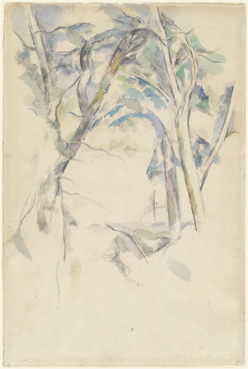 Trees Leaning over Rocks by Paul Cézanne