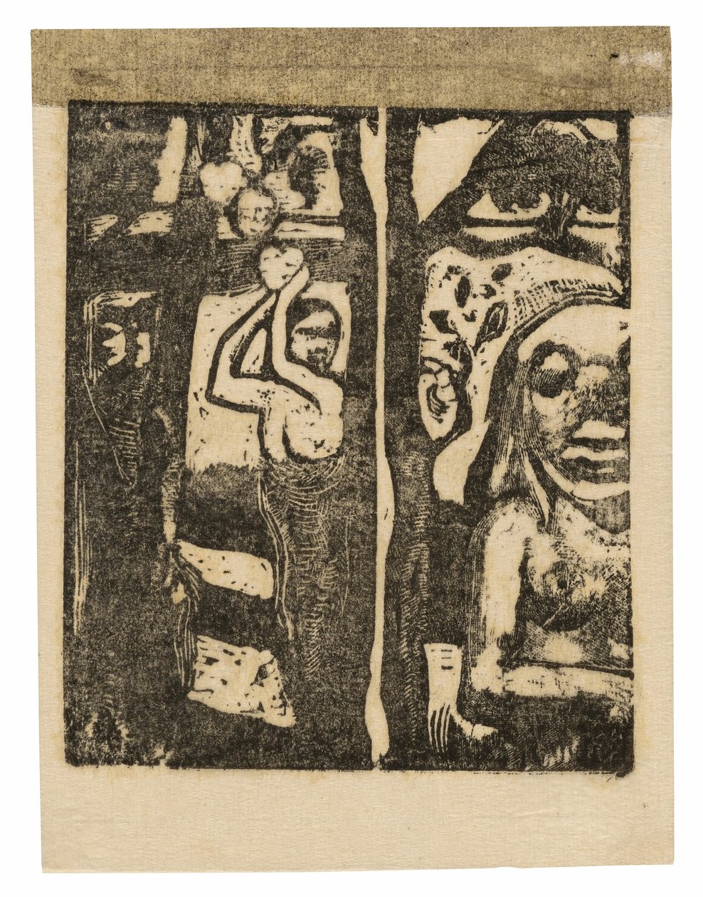 Woman Picking Fruit and Oviri by Paul Gauguin