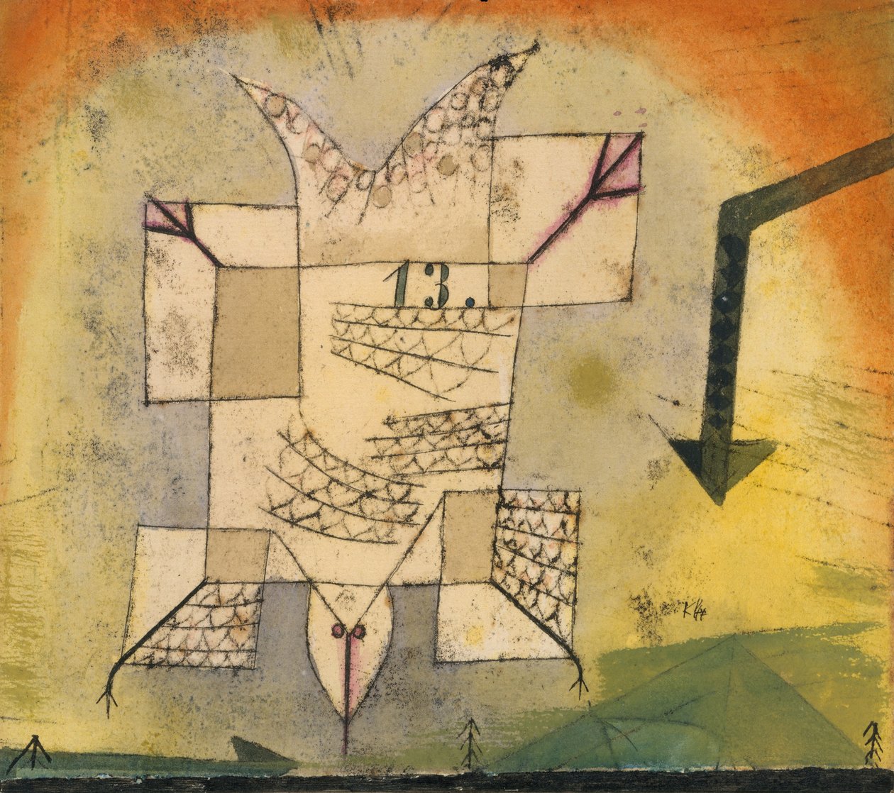 Bird crashing by Paul Klee