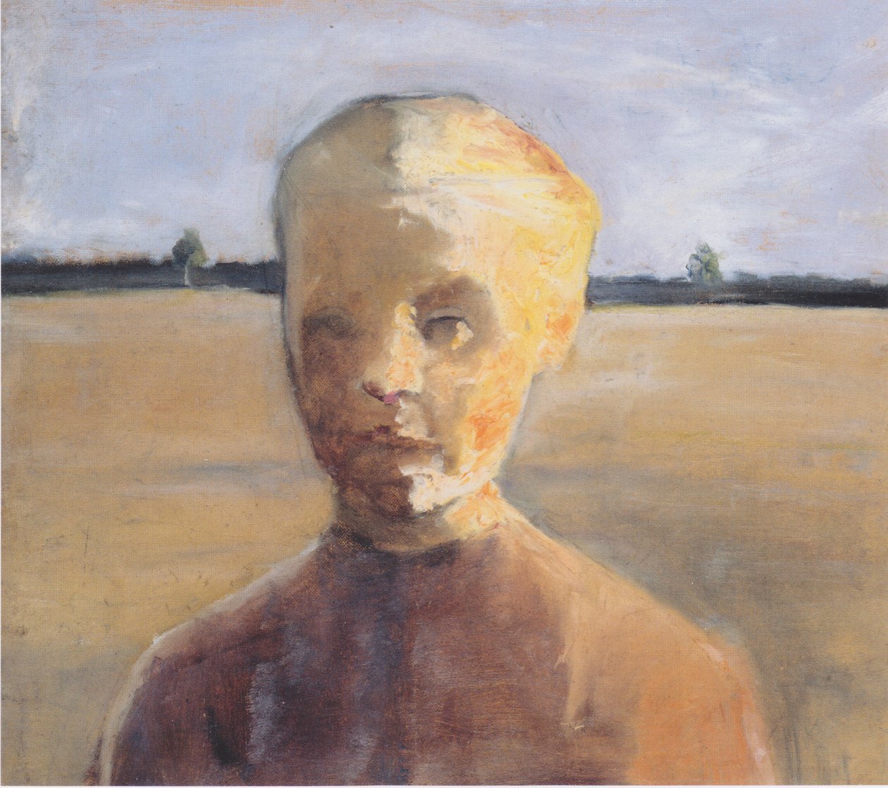 Bust of a Girl in the Sun in Front of a Wide Landscape by Paula Modersohn Becker