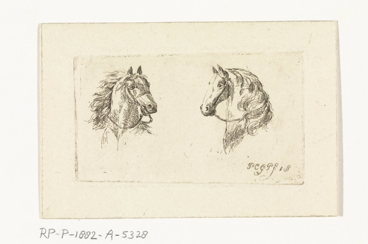 Two Horse Heads by Paulus Charles Gerard Poelman