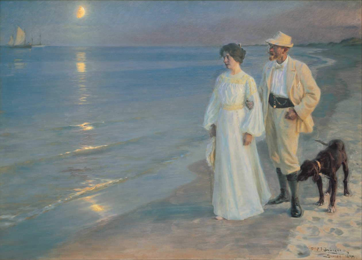 Summer Evening on the Beach at Skagen. The Painter and His Wife by Peder Severin Krøyer