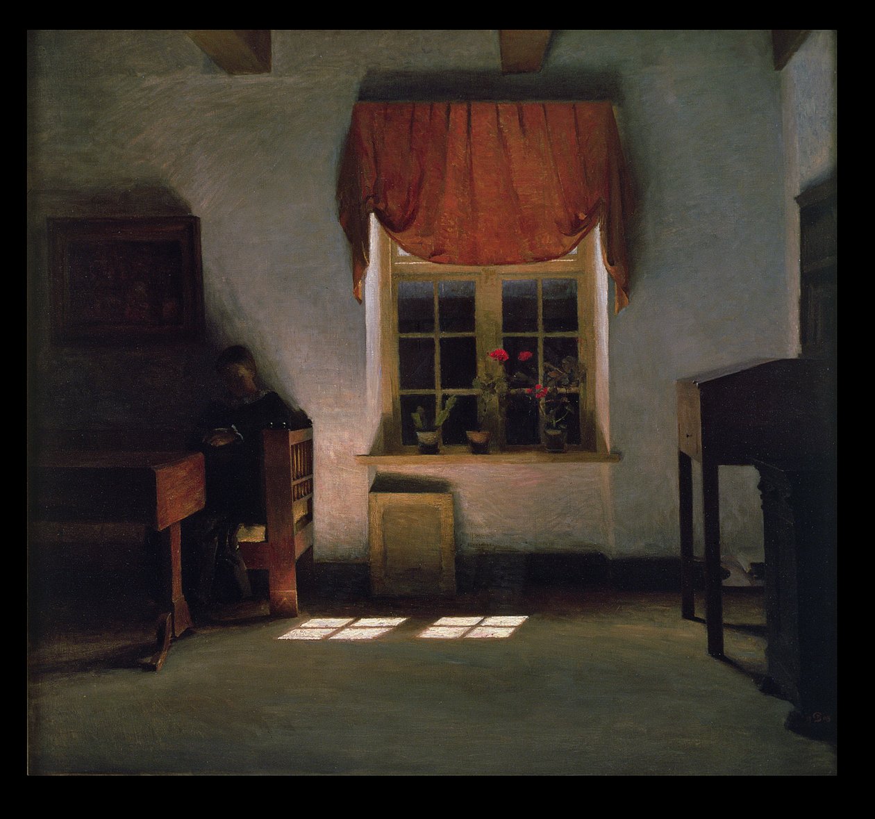 Woman Reading in a Sunlit Interior by Peter Vilhelm Ilsted