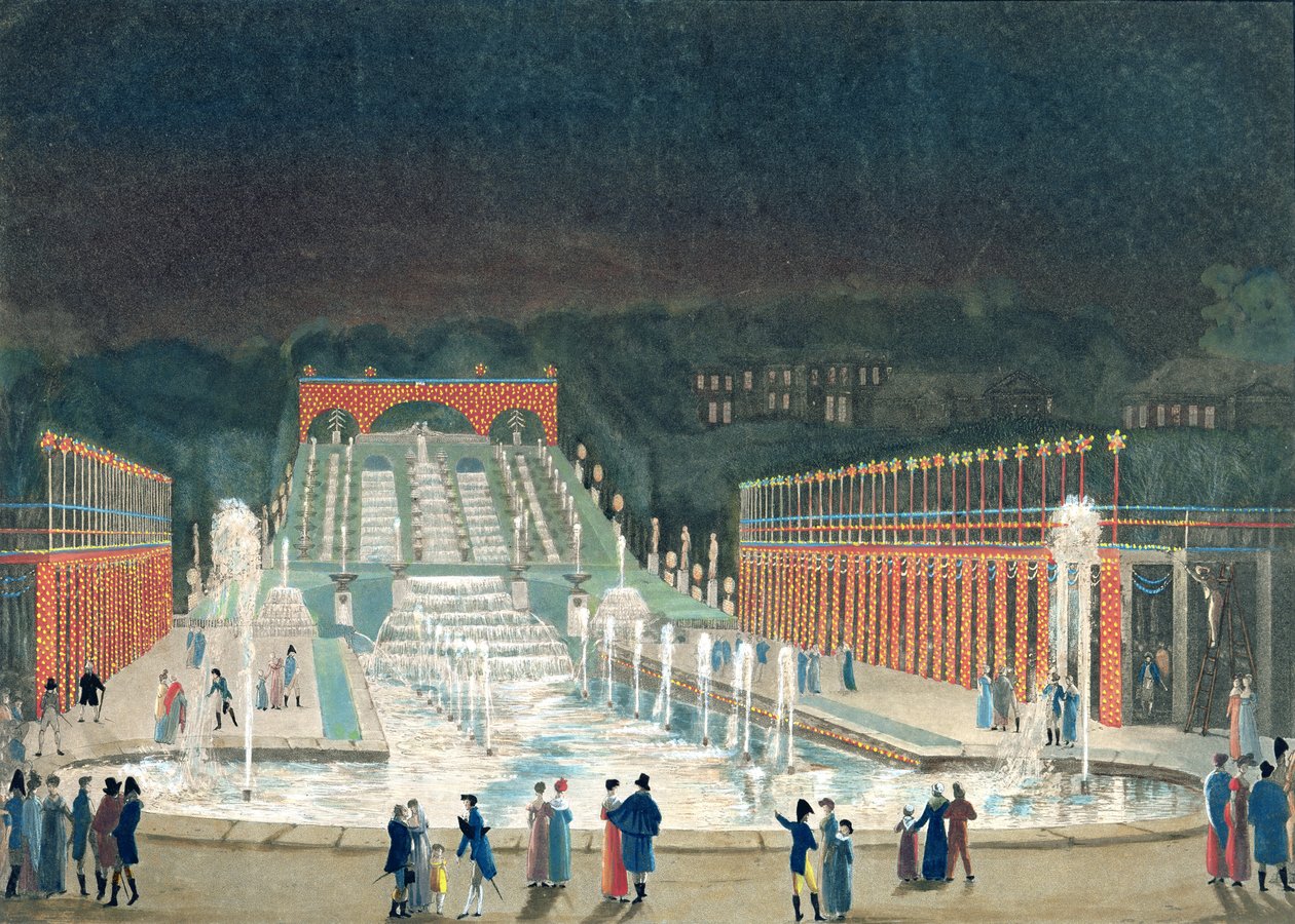 Illumination of the Saint-Cloud Fountain, 1st April 1810 by Philibert Louis Debucourt