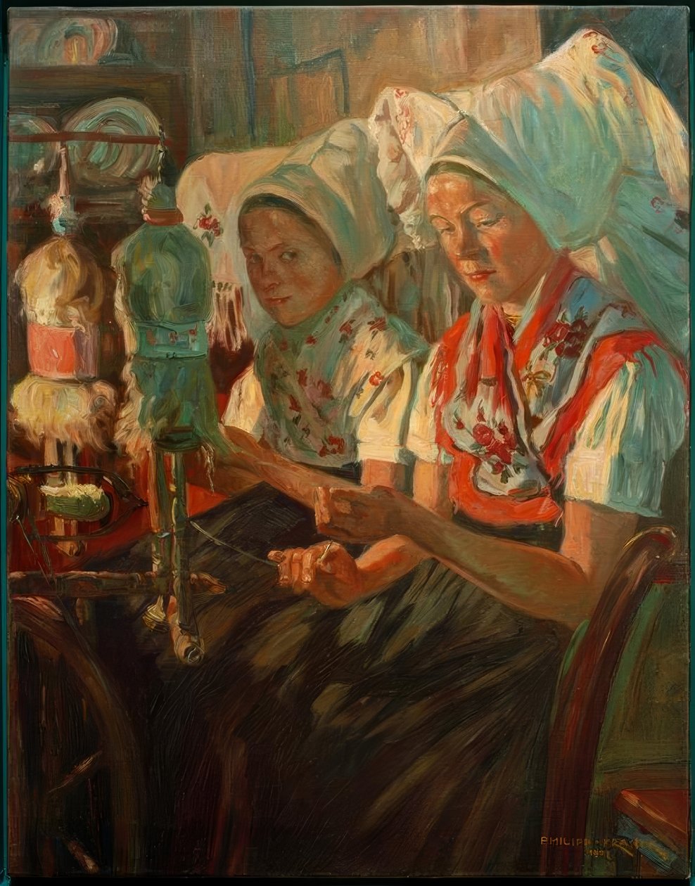 Spreewald Women Spinning by Philipp Franck