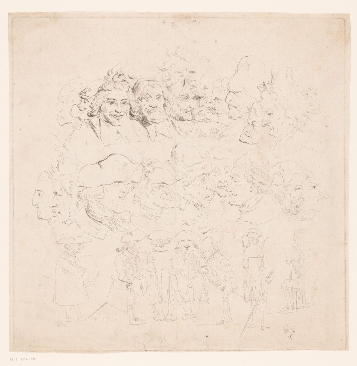 Caricatures by Philipp Jacques Loutherbourg (I) (attributed to)