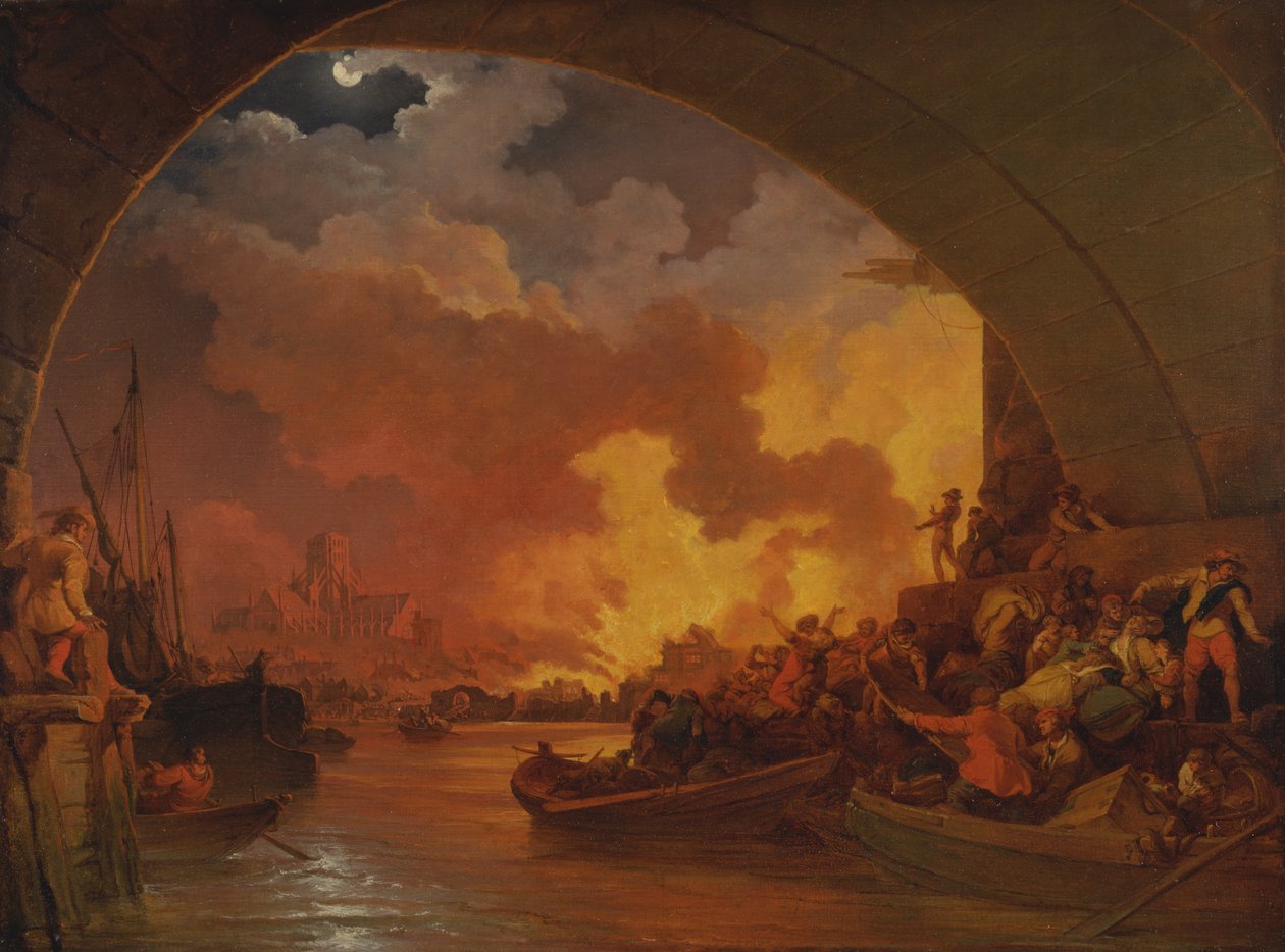 The Great Fire of London by Philippe Jacques de Loutherbourg