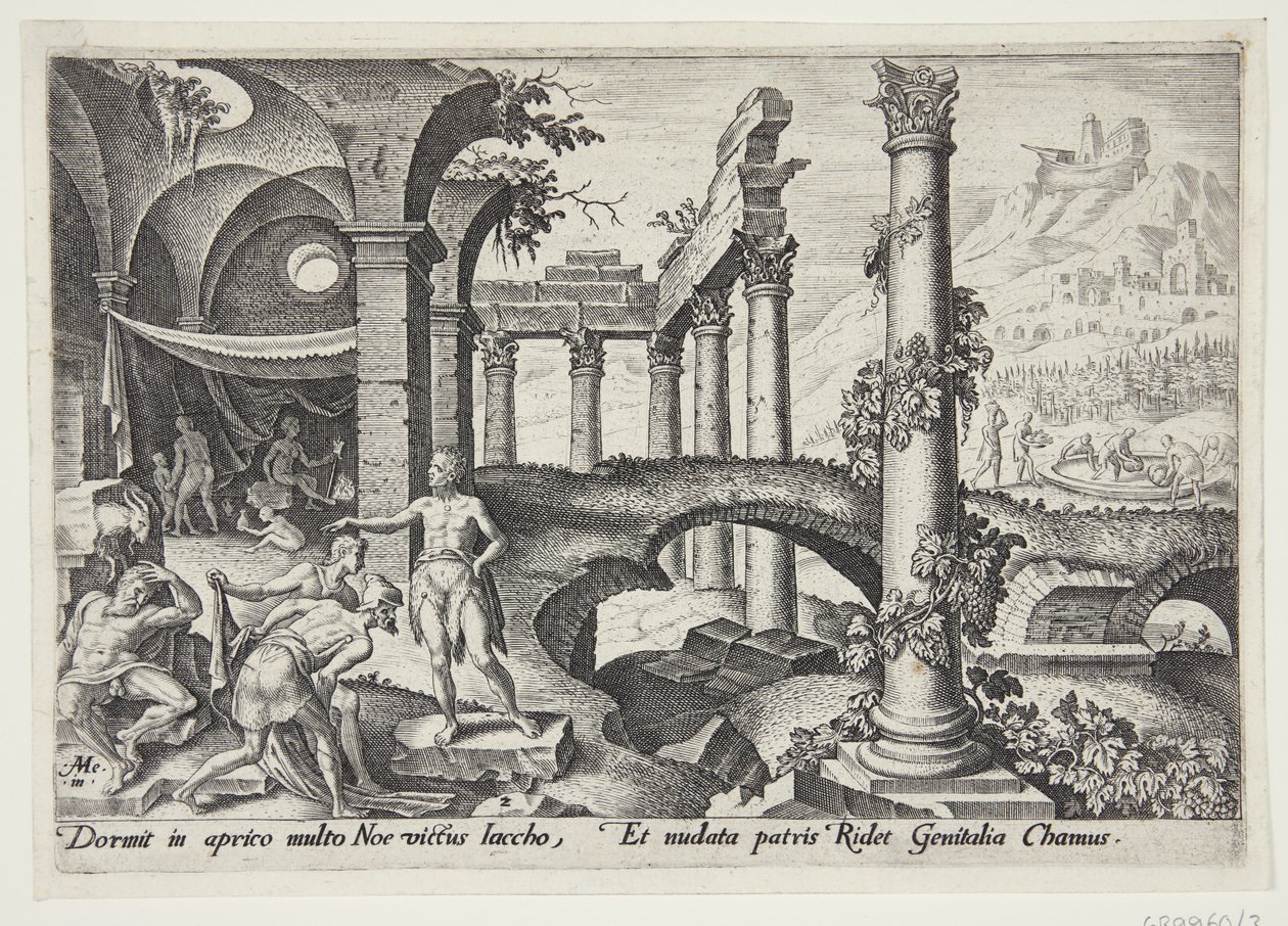 The mocking of Noah by Philips Galle