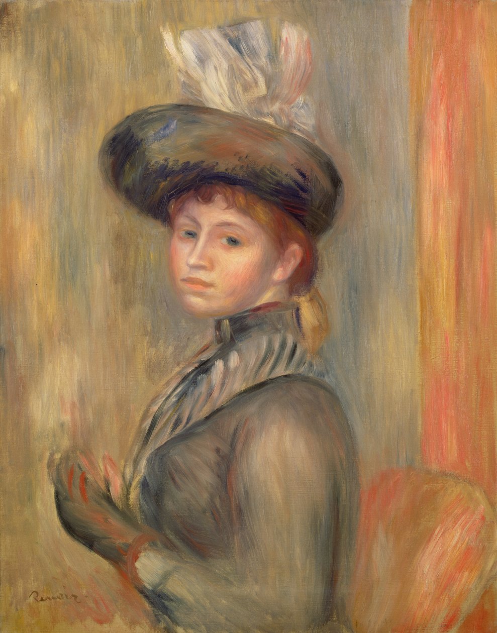 Girl in Grey-blue, Putting on her Glove, c.1889 by Pierre Auguste Renoir