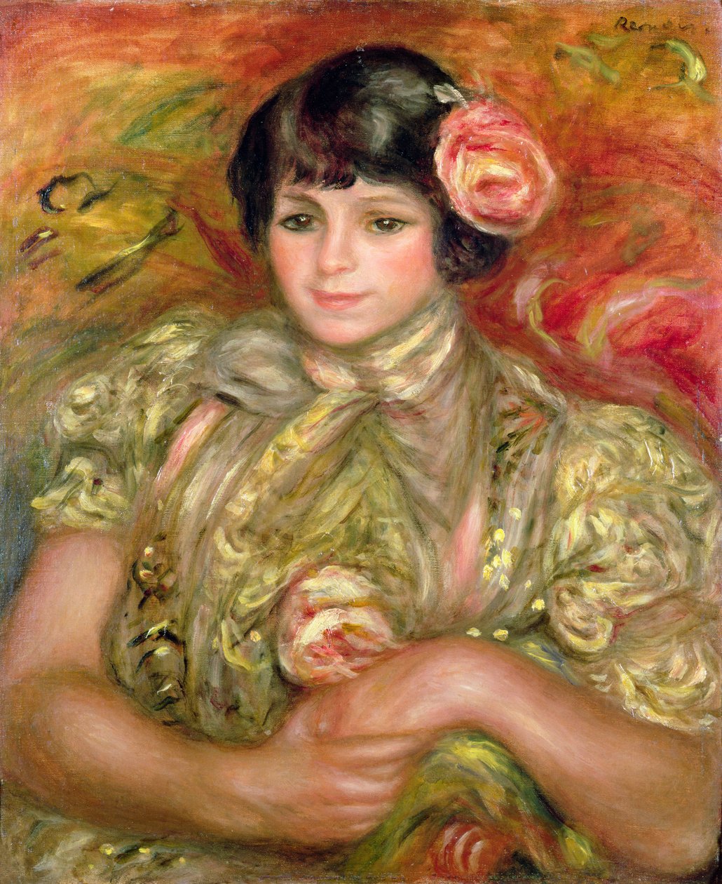 Woman with a Rose by Pierre Auguste Renoir