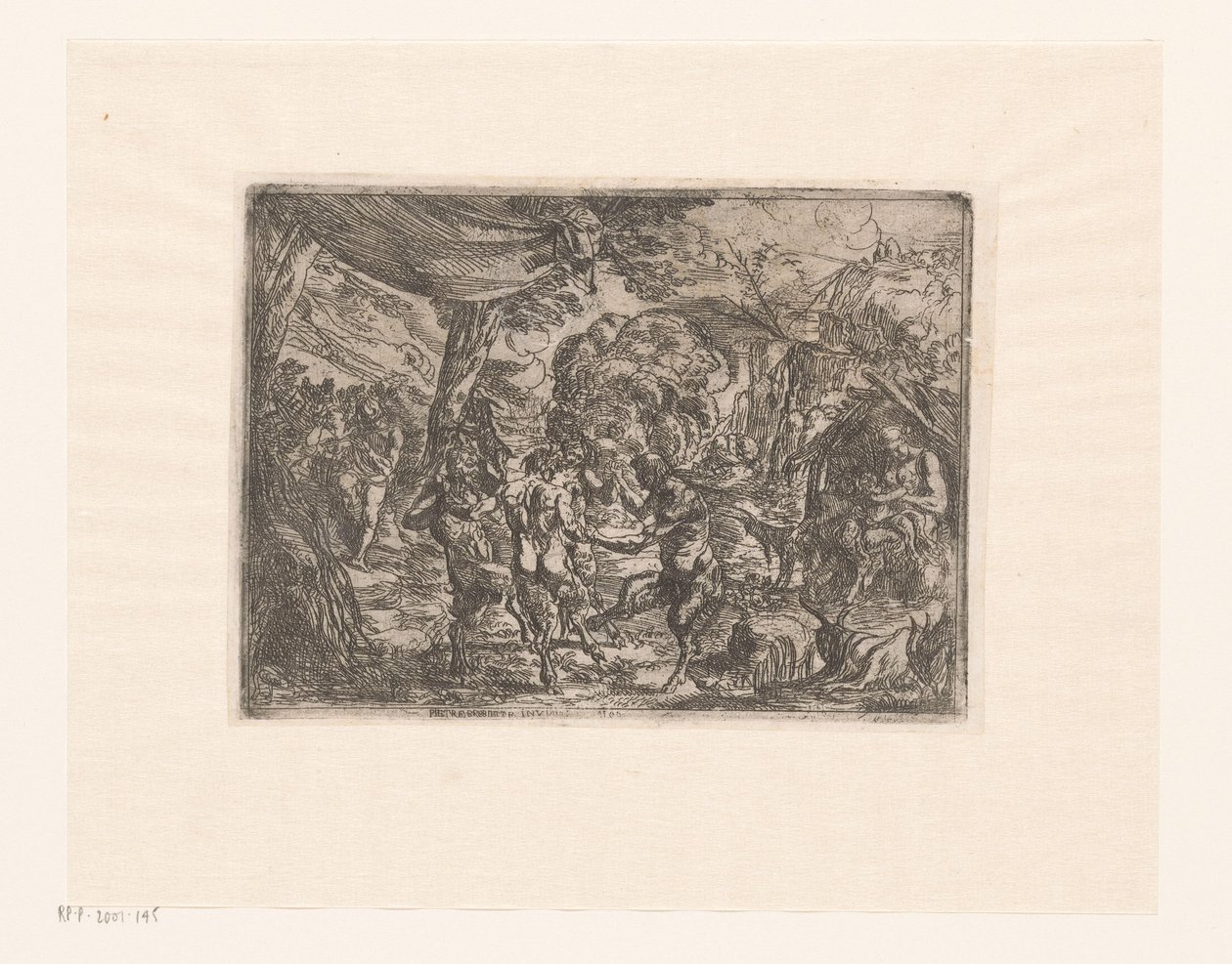 Dancing Nymphs and Satyrs in a Landscape by Pierre Brebiette