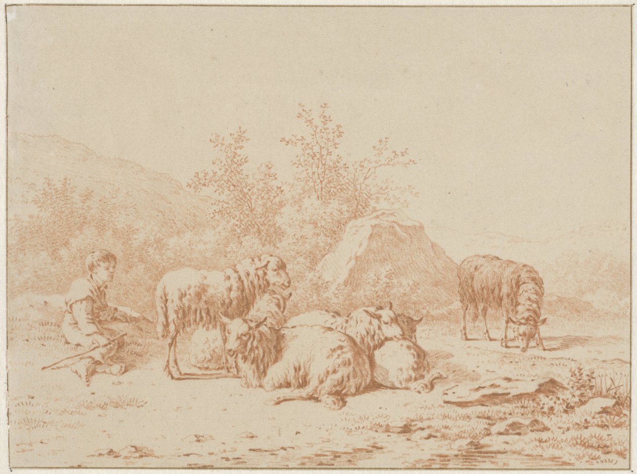 Landscape with Shepherd and His Flock by Pieter de Goeje