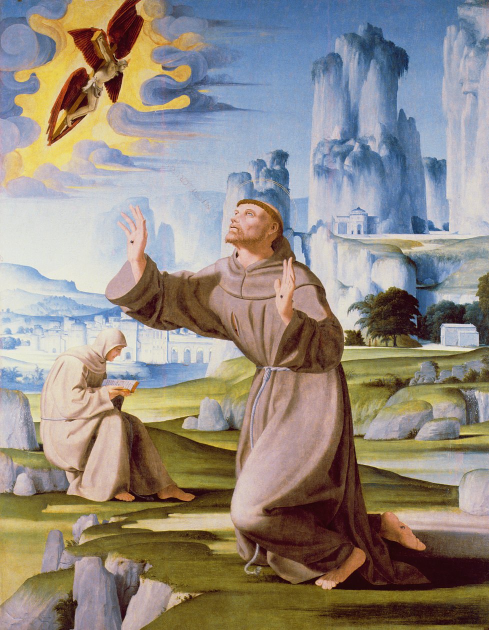 St. Francis Receiving the Stigmata (detail) by Pietro Francione