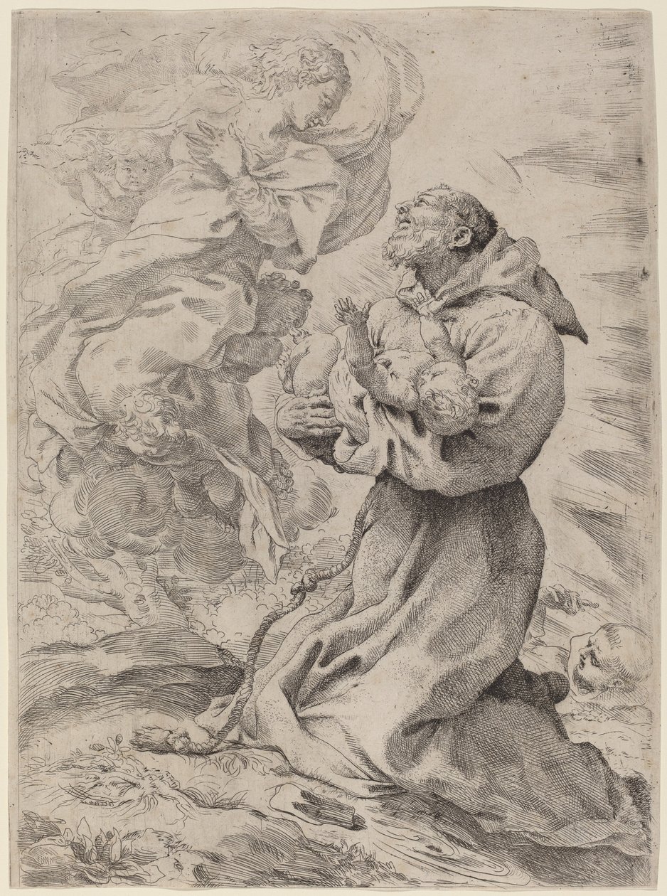 Saint Francis with the Christ Child by Pietro Faccini