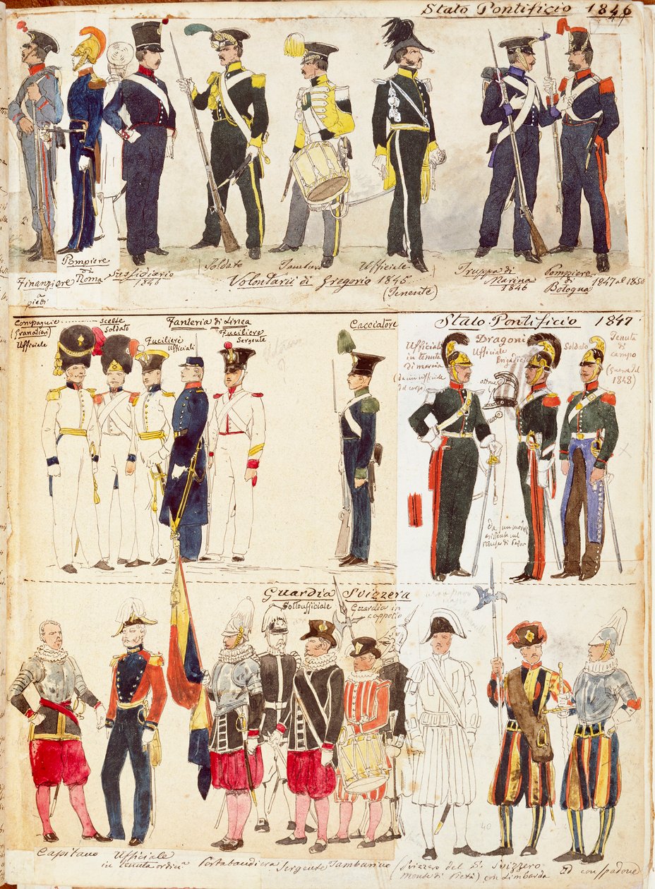 Various uniforms of the Papal States by Quinto Cenni