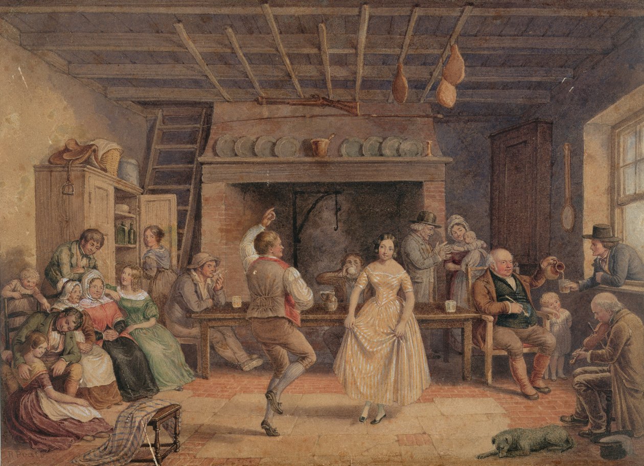 Dance in Farmhouse Kitchen by R. Poate
