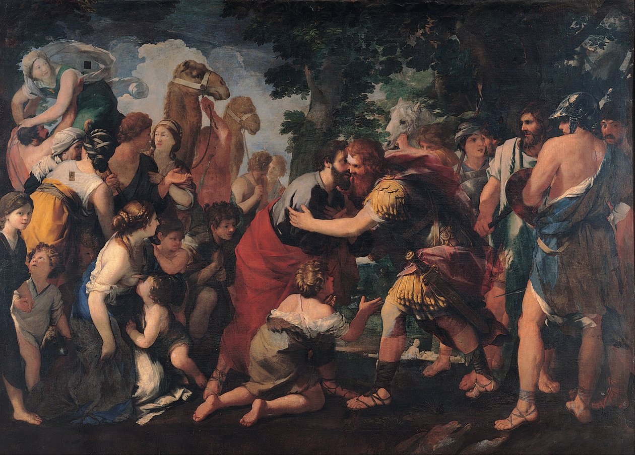 Meeting between Esau and Jacob by Raffaellino Bottalla