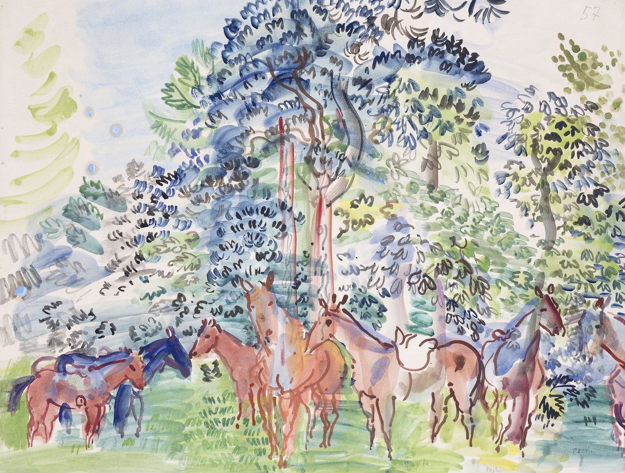 Horses in Wood by Raoul Dufy