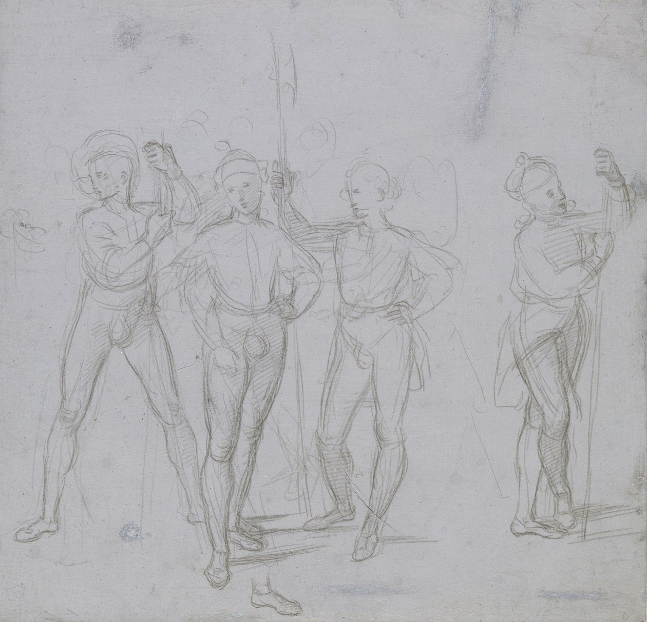 Group of Four Standing Soldiers [recto] by Raffaello Sanzio Raphael