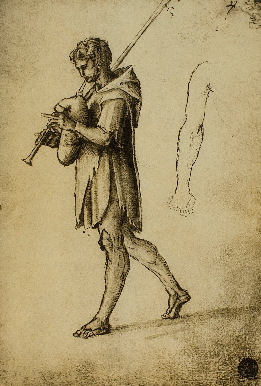 Study for a Bagpipes Player by Raffaello Sanzio Raphael