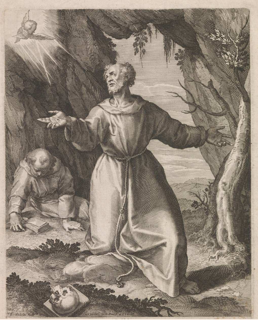 Francis of Assisi Receiving the Stigmata by Raphaël Sadeler (I)