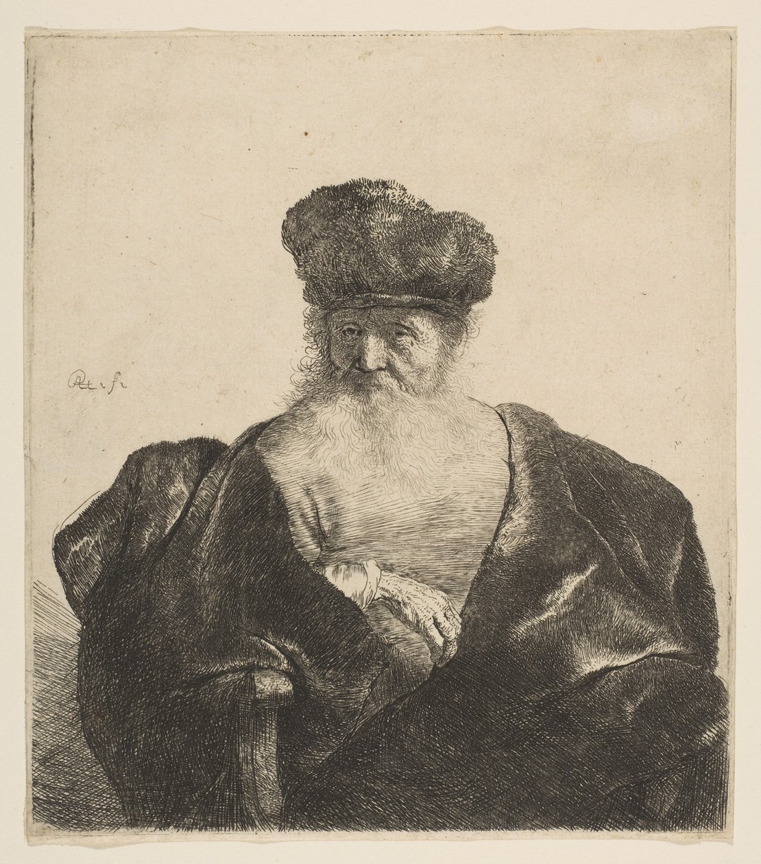 Old Man with Beard, Fur Cap, and Velvet Cloak by Rembrandt van Rijn