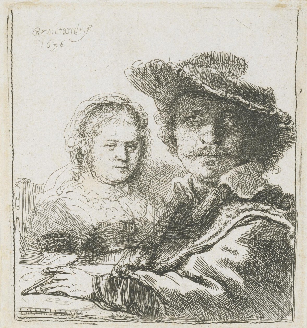 Rembrandt and His Wife Saskia by Rembrandt van Rijn