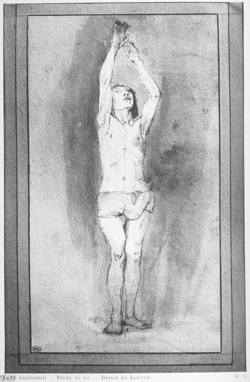 Young Boy with a Loincloth, Both Hands Hanged on a Small Bar