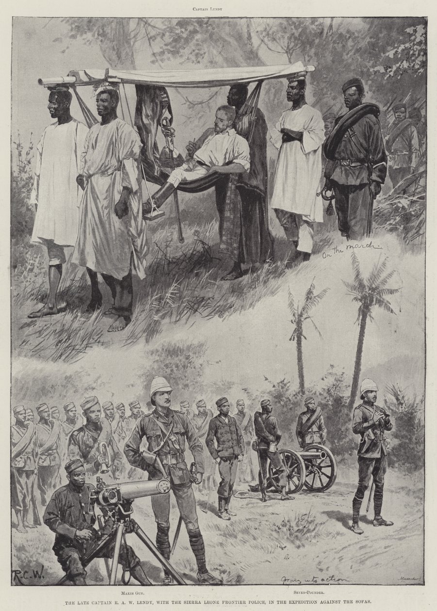 The late Captain E A W Lendy, with the Sierra Leone Frontier Police, in the Expedition against the Sofas by Richard Caton Woodville junior