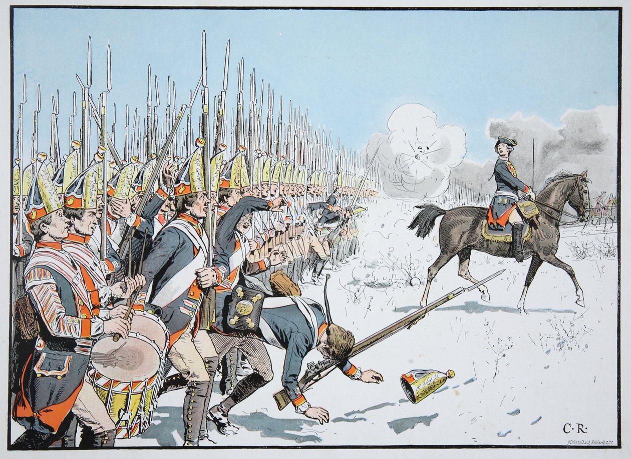 The Potsdam Guard Parade at Leuthen, 5 December 1757 by Richard Knoetel