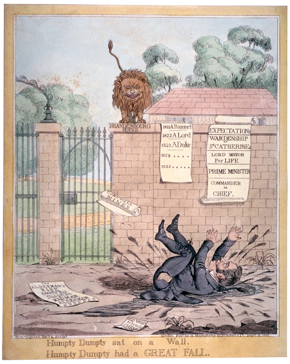 Humpty Dumpty sat on a Wall, 1821 by Richard Dighton