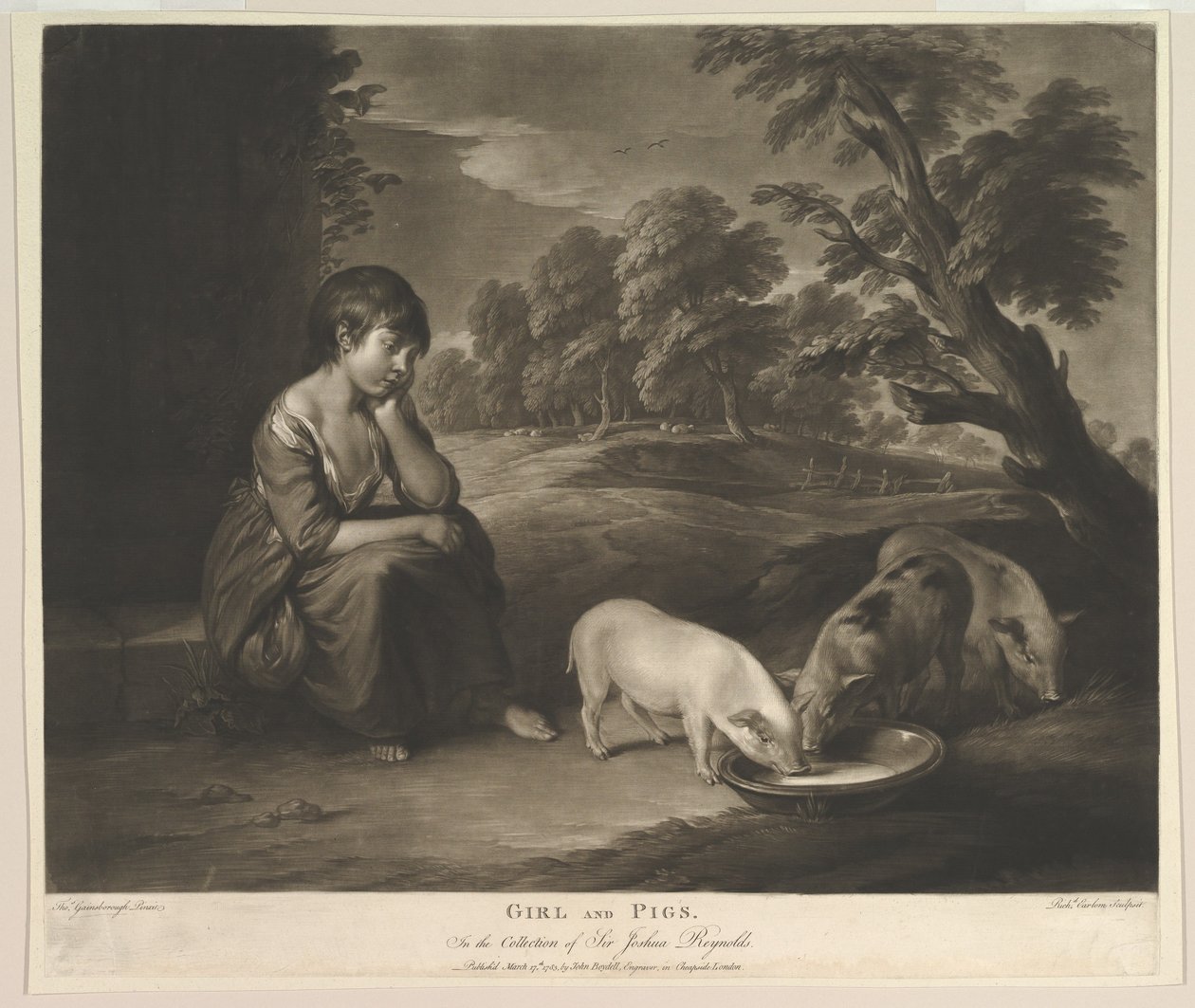 Girl and Pigs by Richard Earlom