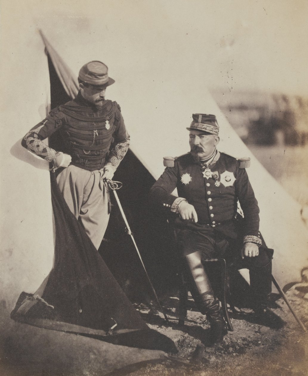 General Pierre Bosquet and Captain Dampierre, from an album of 52 photographs associated with the Crimean War by Roger Fenton