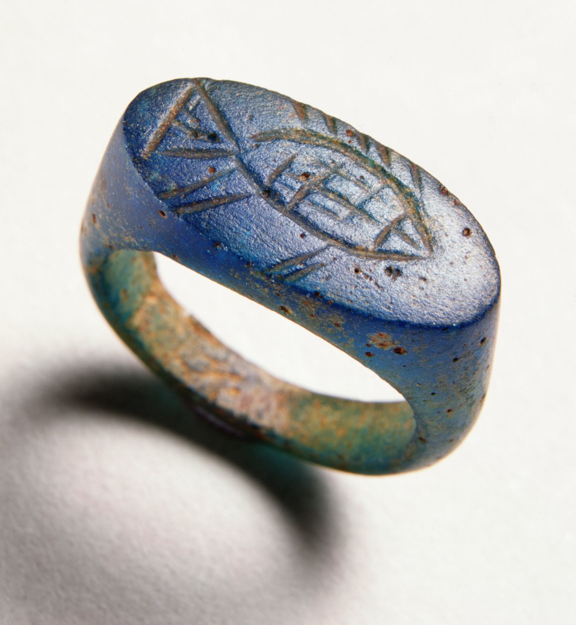 Finger Ring with Engraved Fish by Roman Period Egyptian