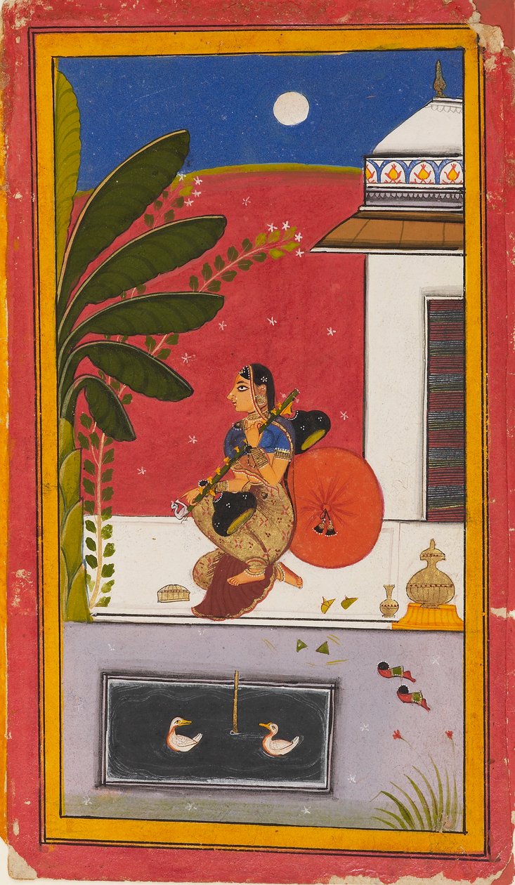 A lady playing a vina by Sahibdin