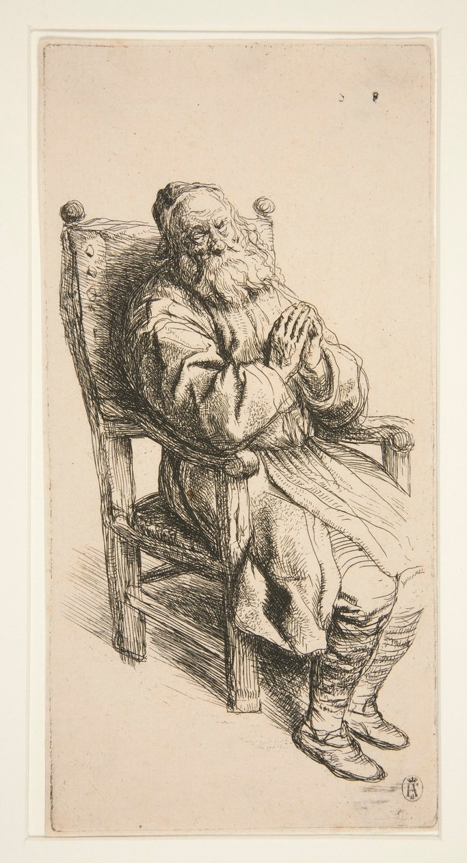 Old Man Sleeping in an Armchair by Salomon Koninck